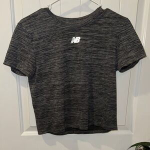 New Balance Gray and Black Fitted Crop Tee